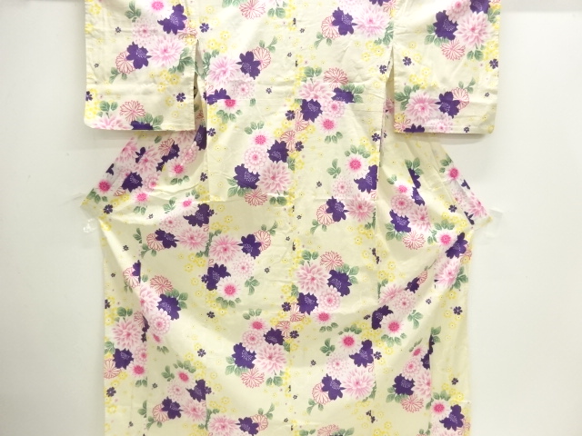 JAPANESE KIMONO / YUKATA / COTTON / FLOWERS